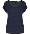 SP321 Spasso Ladies V Neck Linen T-Shirt Navy colour image